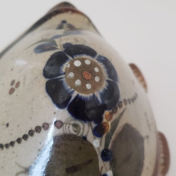 Vintage Tonala Ceramic Pottery Turtle Mexican Folk Art Floral Hand Painted - Picture 4 of 12